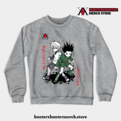 Gon And Killua Anime Crewneck Sweatshirt Gray / S