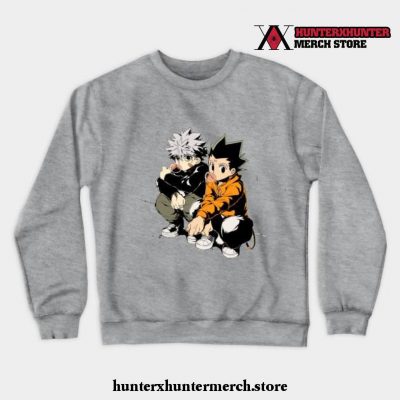 Hunter × Hxh Killua - Gon (Cute Kawaii) Crewneck Sweatshirt Gray / S