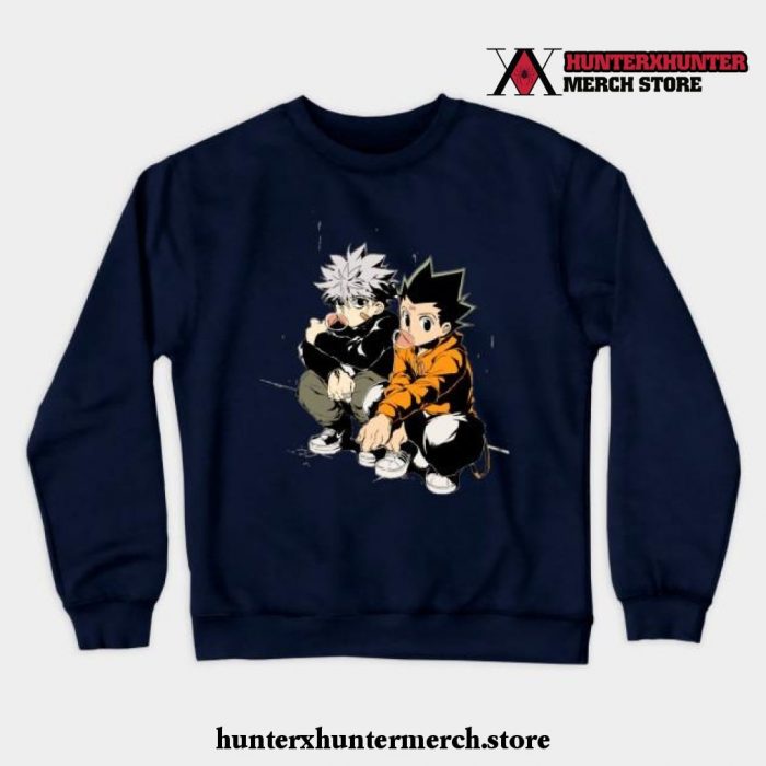 Hunter × Hxh Killua - Gon (Cute Kawaii) Crewneck Sweatshirt Navy Blue / S