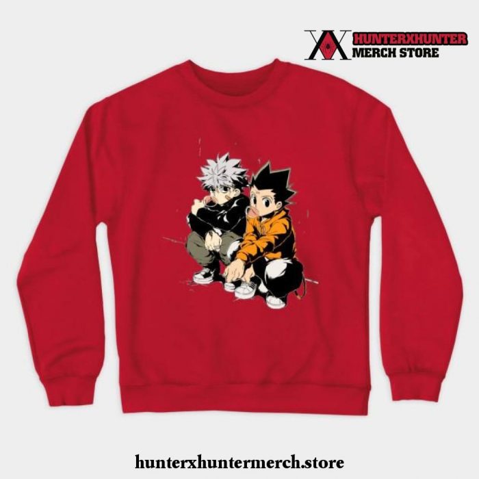 Hunter × Hxh Killua - Gon (Cute Kawaii) Crewneck Sweatshirt Red / S