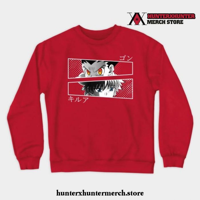 Killua And Gon Crewneck Sweatshirt Red / S