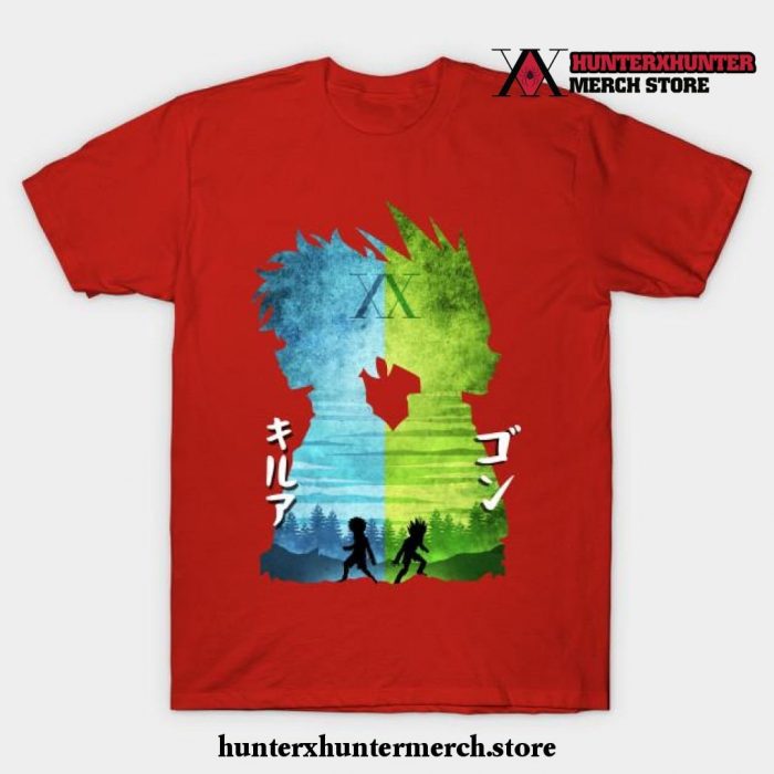 Minimalist Silhouette Gon And Killua T-Shirt Red / S