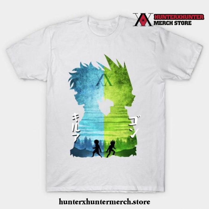 Minimalist Silhouette Gon And Killua T-Shirt White / S