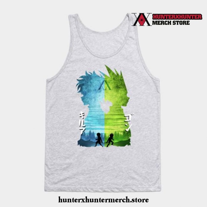 Minimalist Silhouette Gon And Killua Tank Top Gray / S