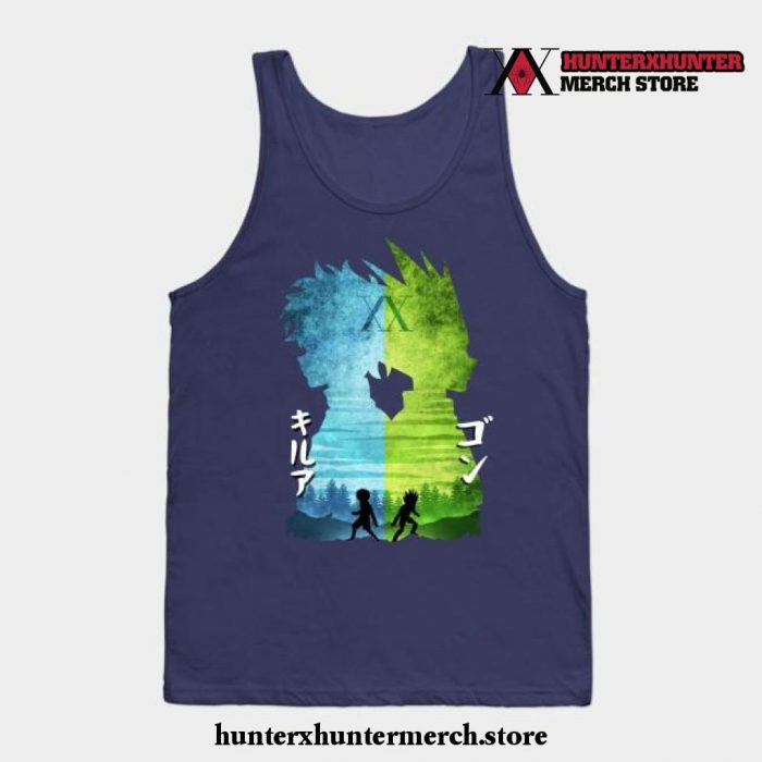 Minimalist Silhouette Gon And Killua Tank Top Navy Blue / S