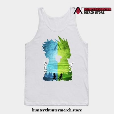 Minimalist Silhouette Gon And Killua Tank Top White / S