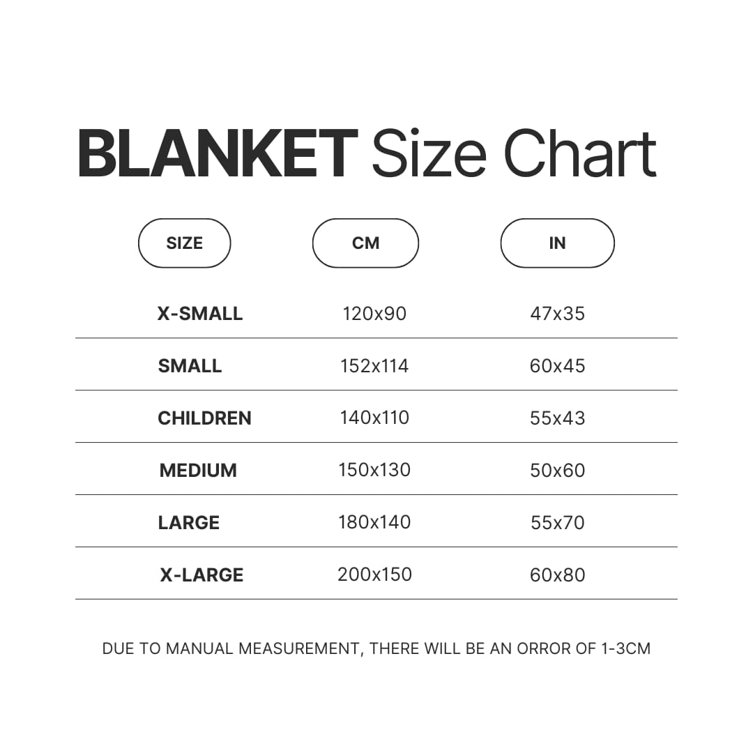 Blanket Size Chart - Hunter X Hunter Store