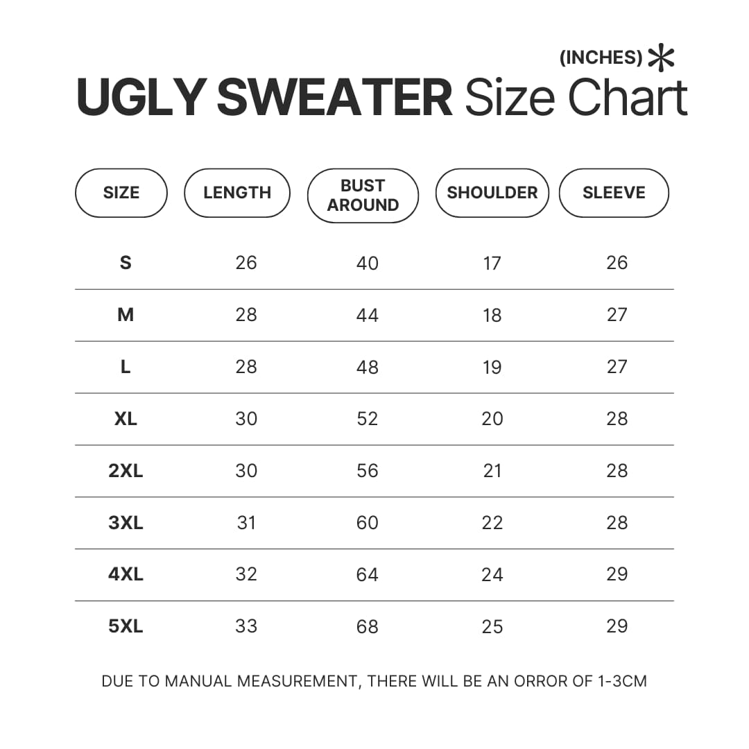 Ugly Sweater Size Chart - Hunter X Hunter Store