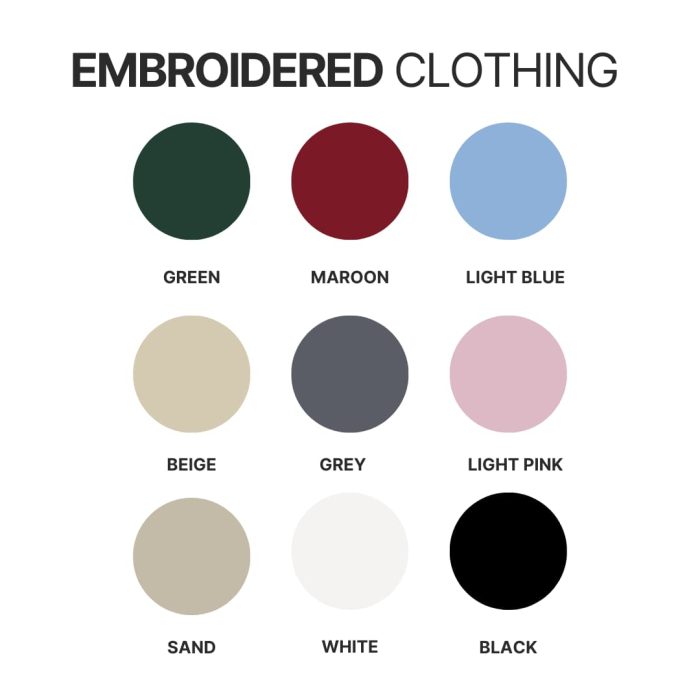 Embroidered clothing color chart - Hunter X Hunter Store