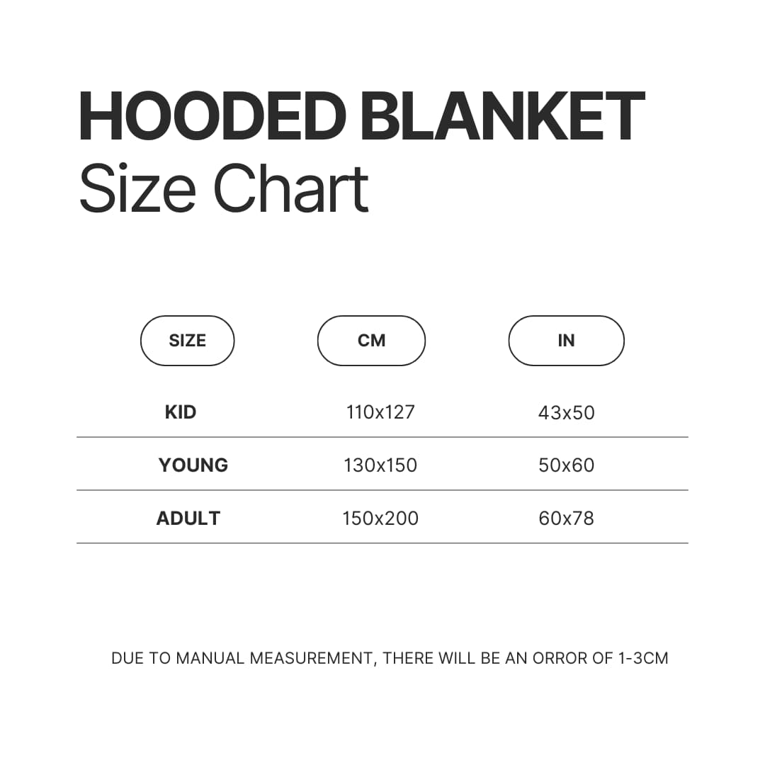 Hooded Blanket Size Chart - Hunter X Hunter Store